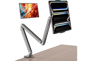 KU XIU Tablet Stand for Desk, Aluminum Alloy Foldable Tablet Arm Mount Holder Compatible with iPad 10/9th, iPad 13/12.9/11" M