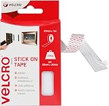 VELCRO Brand VEL60210 Stick On Hook and Loop 20mm x 1m Tape White