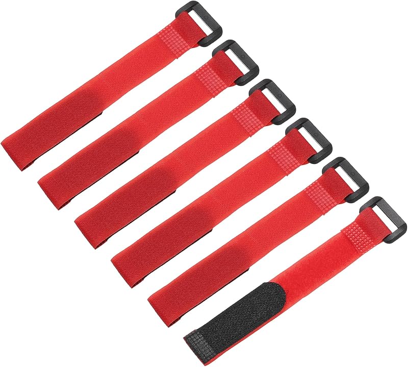 sourcing map 6Pcs 8" Red Nylon Battery Straps Hook Loop Fastening Tie for RC