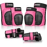 Forzueby Adult/Kids Knee Pads Elbow Pads Wrist Guards 6 in 1 Protective Gear Set for Inline Roller Skating Skateboarding Scooter BMX etc.