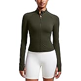 CRZ YOGA Butterluxe Waist Length Jackets for Women - Full Zip Athletic Track Tops with Thumb Holes Pockets
