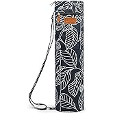 ELENTURE Canvas Yoga Mat Bag with Adjustable Strap & Pockets, Full-Zip Travel Gym Tote for Women & Men, Fits 1/4" & 1/3" Thick Mats, Lightweight Carrier for Yoga, Studio, Workout, Outdoor Use