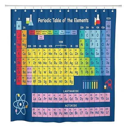 Artsocket Shower Curtain Periodic Table Of Chemical Home Bathroom Decor Polyester Fabric Waterproof 72 X 72 Inches Set With Hooks