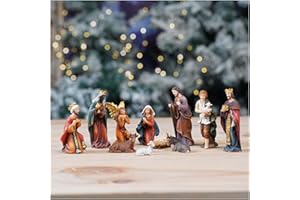 Zayton Nativity Set Christmas Figurines Nativity Scene Set 3.25“ Holy Family Miniatures Statue Jesus Manger Christmas