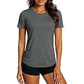 TACVASEN Womens Workout Shirt Short Sleeve UPF 80+ Sun Protection Shirts Moisture Wicking Tops