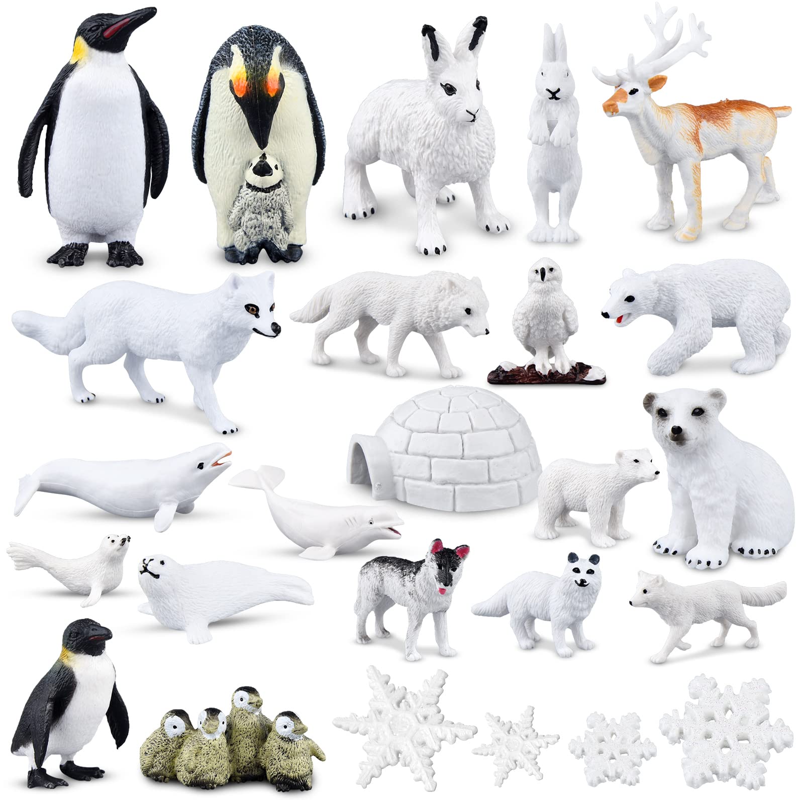 PLULON 25Pcs Winter Animals Figures Ocean Sea Animals Figurines Christmas Miniature Figurine for Birthday Cake Topper Decorations Christmas Home Ornaments