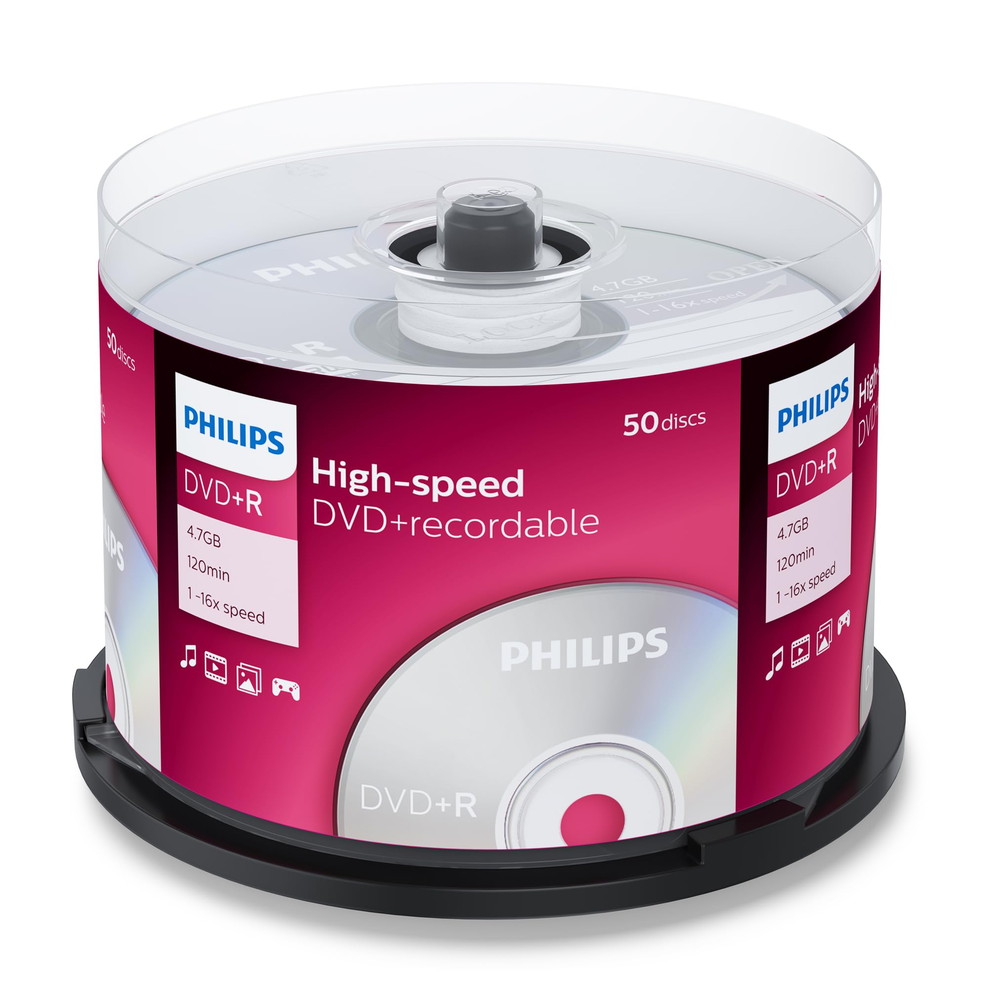 Philips 50 pack dvd+r 16x speed blank discs