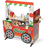 Melissa & Doug Wooden Pizza Food Truck Activity Center with Play Food, for Boys and Girls 3+