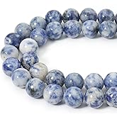 Siomia 60pcs 6mm Natural New Blue Sodalite Gemstone Beads Energy Healing Crystal Round Loose Stone Beads for Jewelry Making, DIY Bracelets Necklaces