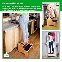 StrongTek 2 Pack Wooden 2 Step Stools for Kids
