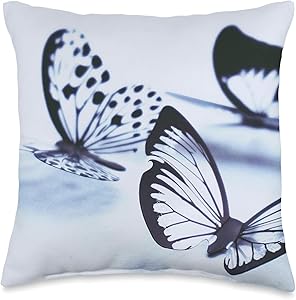 Oasis Central Black Butterfly Design Throw Pillow, 16x16, Multicolor