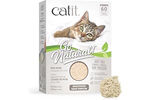 Catit Go Natural Pea Husk Clumping Cat Litter, Unscented, 5.6 kg, Dust Free & Lightweight Cat Litter, Easy to Scoop, Litiere 