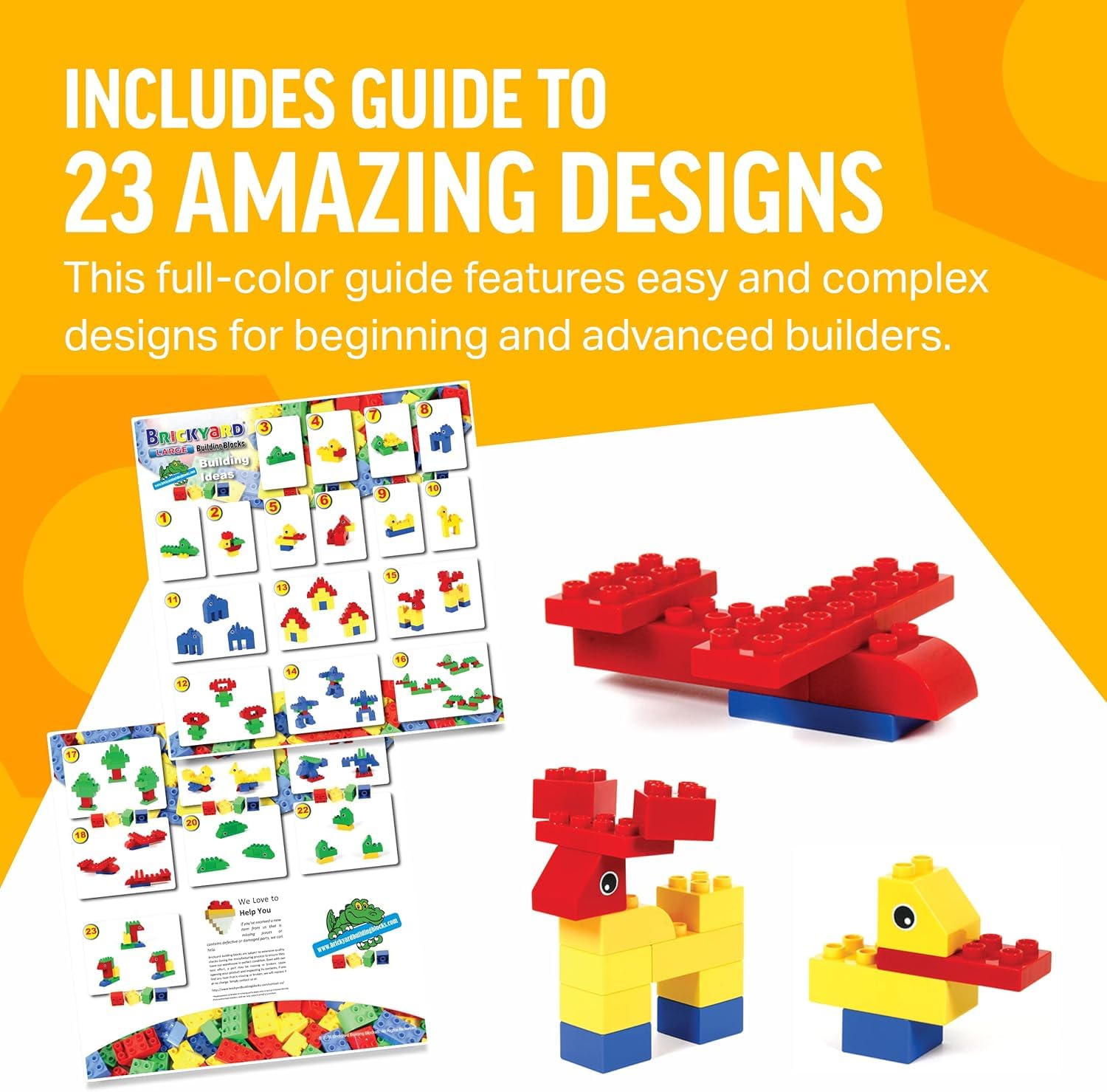 Brickyard Building Blocks 177 Pieces Large Building Block Toys for Children Ages 1.5-5, Bulk Block Set, Compatible with Duplo (177 pcs)