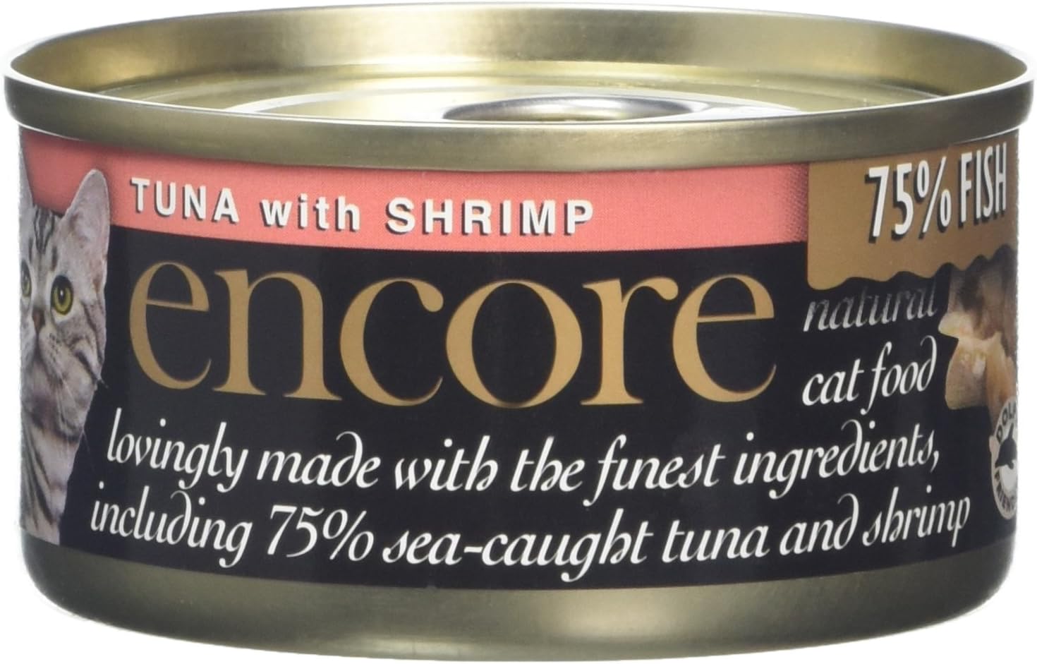 Encore 100% Natural Adult Wet Cat Food, Tuna with Shrimp in Broth 70 g Tins (Pack of 16), 70 g (Pack of 16)