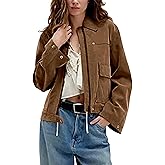 Yeokou Women Faux Leather Jacket Loose Lapel Long Sleeve Zip Up Coat Casual Fall Outwear with Pockets