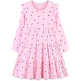 Bumeex Girl's Dresses Cotton Ruffle Sleeve Tiered Swing A-Line Cute Midi Casual Sundress