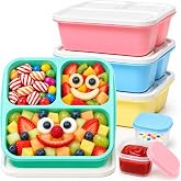 YUANCE Bento Box Snack Containers, 3 Compartment Lunch Containers for Adults, Reusable Stackable Meal Prep &amp; Food Storage Containers with Leakproof Sauce Cups, 4 Pack