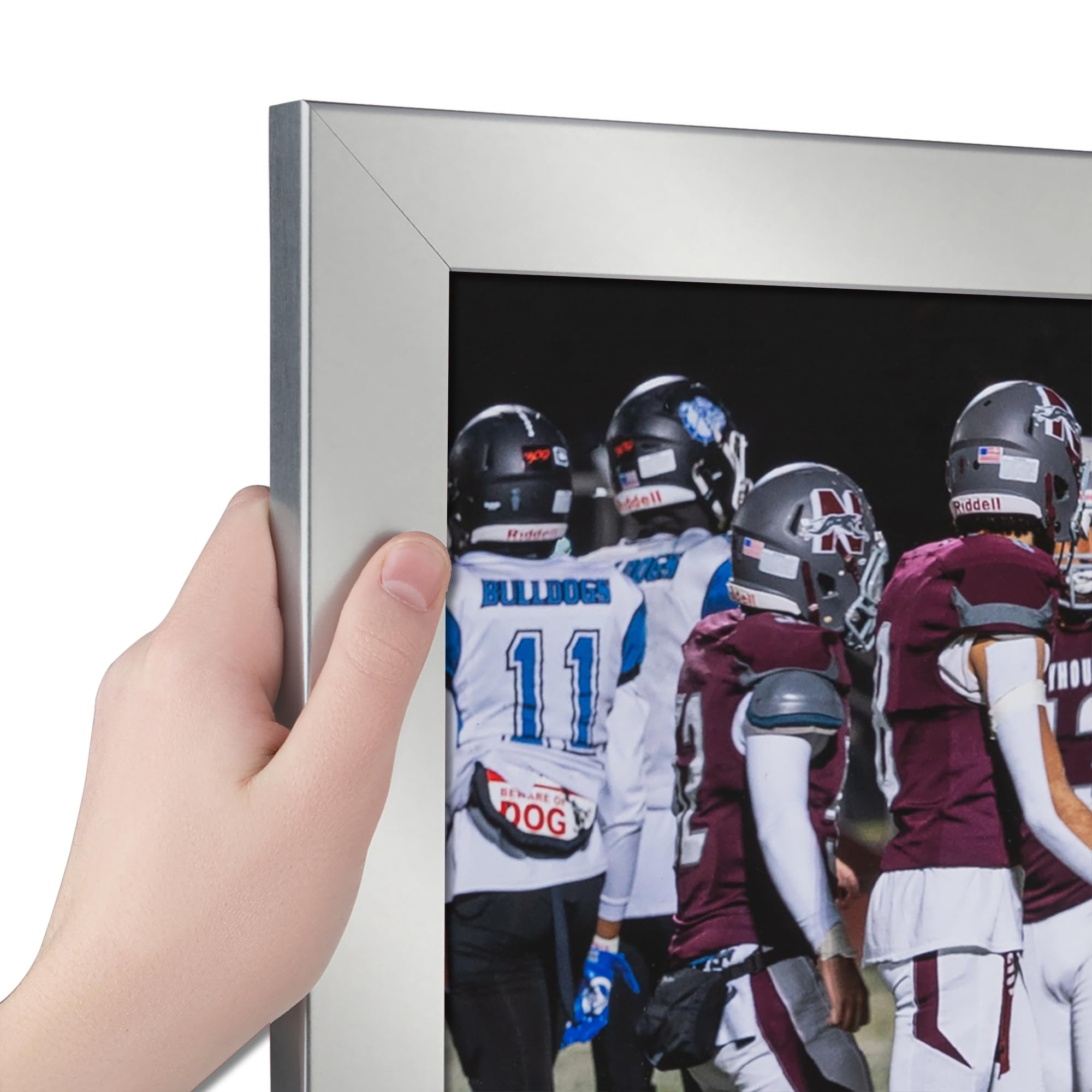 ArtToFrames 7x18 Inch Silver Picture Frame, This 1.25 Inch Custom Poster Frame is Stainless Steel - Comes with Regular Glass and Corrugated Backing (2WOM5313-7x18) Image