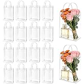 Zmpkhba 40 Pack Clear Plastic Gift Bags with Handles, 8.9 x 6.7 x 2.6 Inches Reusable PVC Party Favor Bags, Transparent Shopping Bags Bulk for Merchandise, Retail, Boutique, Party Favors, Wedding, Birthday