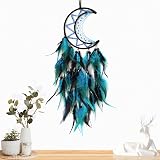 Donko Moon Dream Catcher Black & Blue Handmade Feather Wall Decor view 3