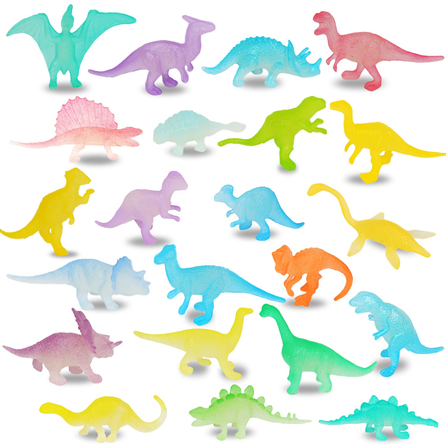 Photo 1 of Mini Dinosaurs,44pcs Glow in The Dark Dinosaurs Figure for Kids Dinosaur Party Favor Cup Cake Topper Goodie Bag Filler Classroom Prize