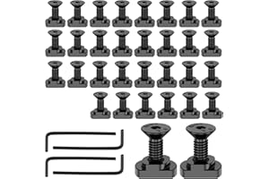 HIERTAOP 40Pcs Mlok Screw and Nut Set with 4 Allen Wrench 12mm Steel M-Lok Rail Mount Screw and T-Nut Kit Rustproof T Nut Scr