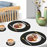 Homcomodar Round Placemats and Coasters Set of 6 Black Braided Woven view 8