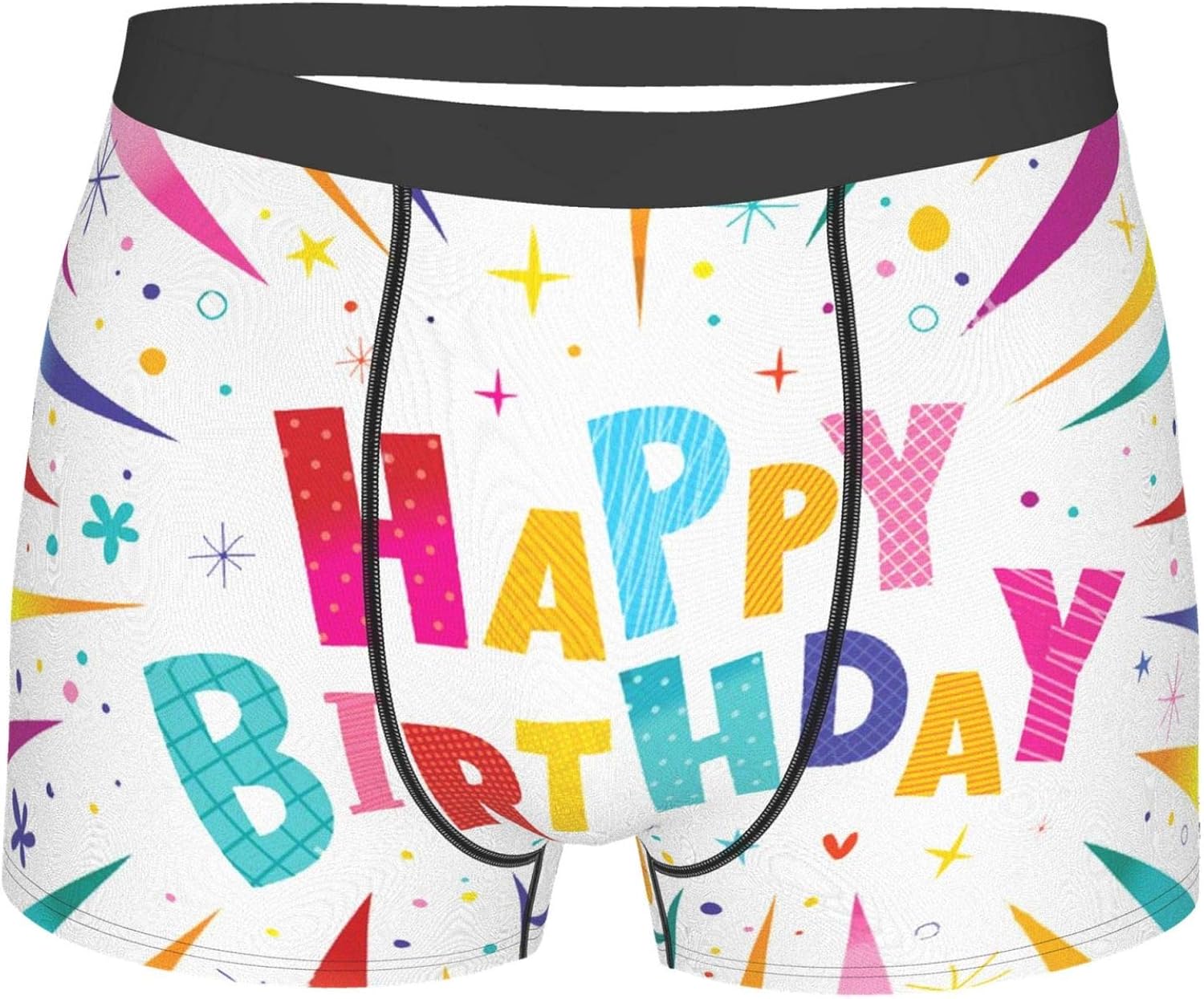 Happy Birthday Colorful Men'S Boxer Briefs Underwear Breathable Stretch