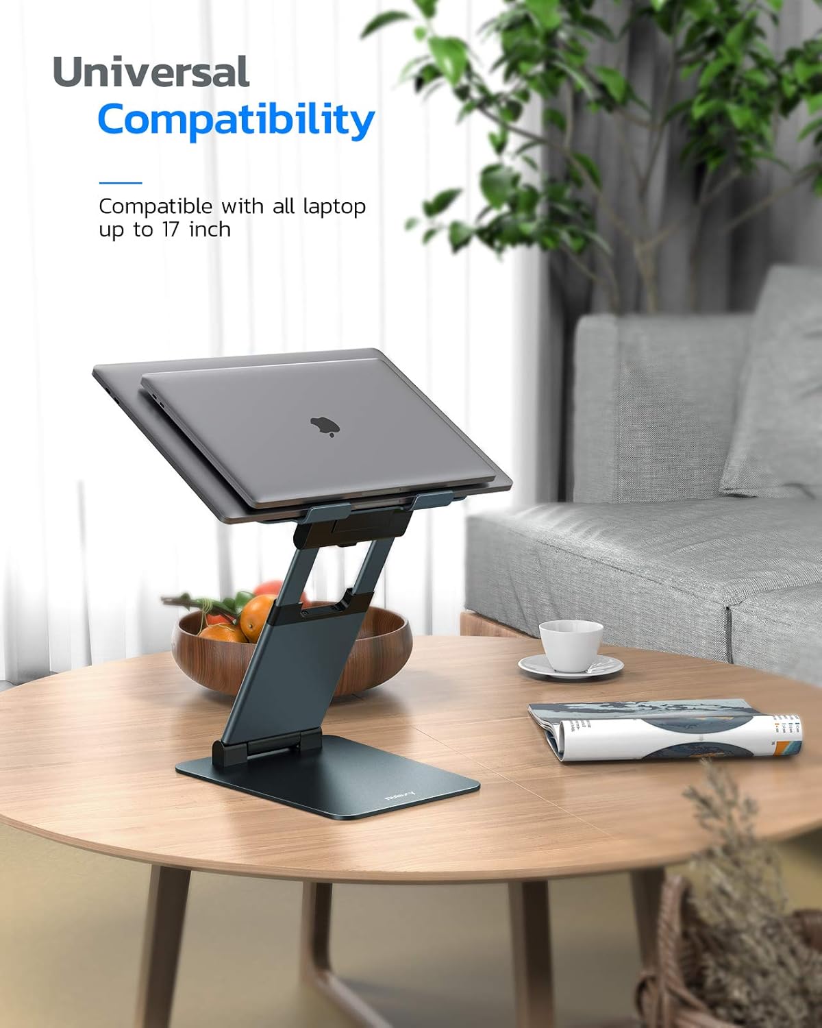 Nulaxy Laptop Stand for Desk, Ergonomic MacBook Stand and Portable Laptop Riser, Adjustable Height up to 21", Compatible with MacBook, All Laptops 10-17" - Space Grey: Office Products