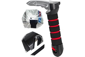 Shouken 3 in 1 Car Door Handle for Elderly,Car Cane,Car Handle Assist Support Handle Multifunction Handle Car Door Latch Handle for Seniors and Handicapped,Window Breaker Seatbelt Cutter, Red-1 Pack