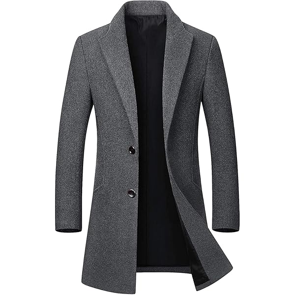 DOINLINE Men's Winter Coat Trench Overcoat Wool Blend Casual