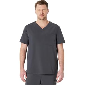 Amazon Basics Men's Scrubs V-Neck Top with Pockets