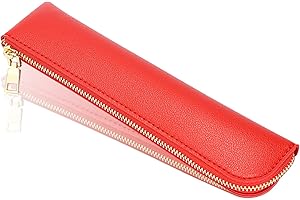 Sluxa Leather pencil case, Thin soft pen bag, Small pencil case for adults,Senior leather Minimal pencil pouch with zipper.…