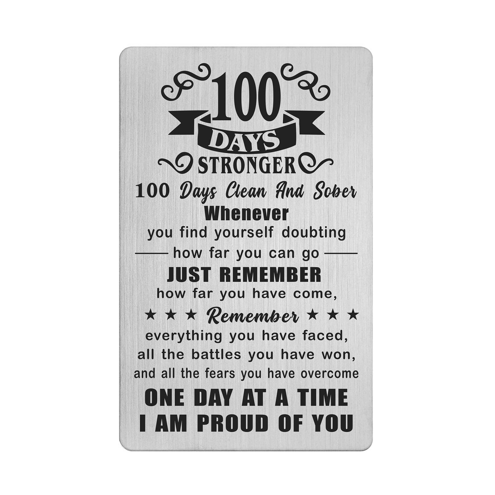 Richesele 100 Day Sober Gifts - 100 Days AA Sobriety Gifts for Women Men - 100 Days Stronger and Sober Card - 100 Day Addiction Recovery Token