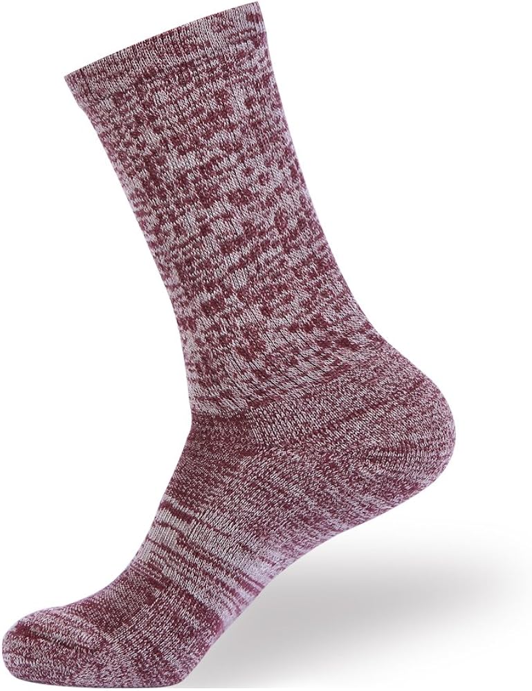 EnerWear 4 Pack Women's Merino Wool Outdoor Hiking Trail Crew Sock (US Shoe Size 4-10, Wine/Brown/Multi): Clothing