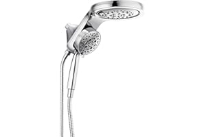 Delta Faucet HydroRain 5-Spray H2Okinetic Dual Shower Head with Handheld Spray, Chrome Shower Head with Hose, Handheld Shower Heads, Detachable Shower Head, 2.5 GPM Flow Rate, Chrome 58680-25