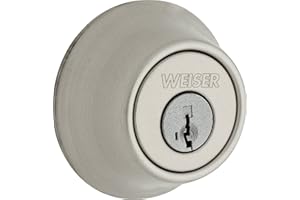 Weiser Elements Satin Nickel Round Deadbolt Lock, ANSI/BHMA Grade 3 Certified Front Door Lock, Kick Proof, Bump Proof & Anti-