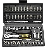 TILIBOTE Socket Wrench Set, 62PCS 1/4" Ratcheting Wrench Set With 72 Tooth count Ratchet, SAE & Metric From 5/32" - 9/16 ", 4