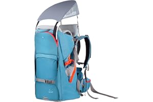 WIPHA Baby Backpack Carrier, Ergonomic Child Carrier Hiking with Sun Canopy, Safe Toddler Hiking Backpack Carrier with Large Storage Space&Insulated Pocket, Adjustable Padded Child Seat, Blue