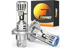 FORENNER Fahren H4/9003 fog Light Bulbs, 44000LM 1000% Brighter 6500K Ultra White 9003 Bulbs, Real Mini Size IP68 Waterproof H4 Light, Pack of 2