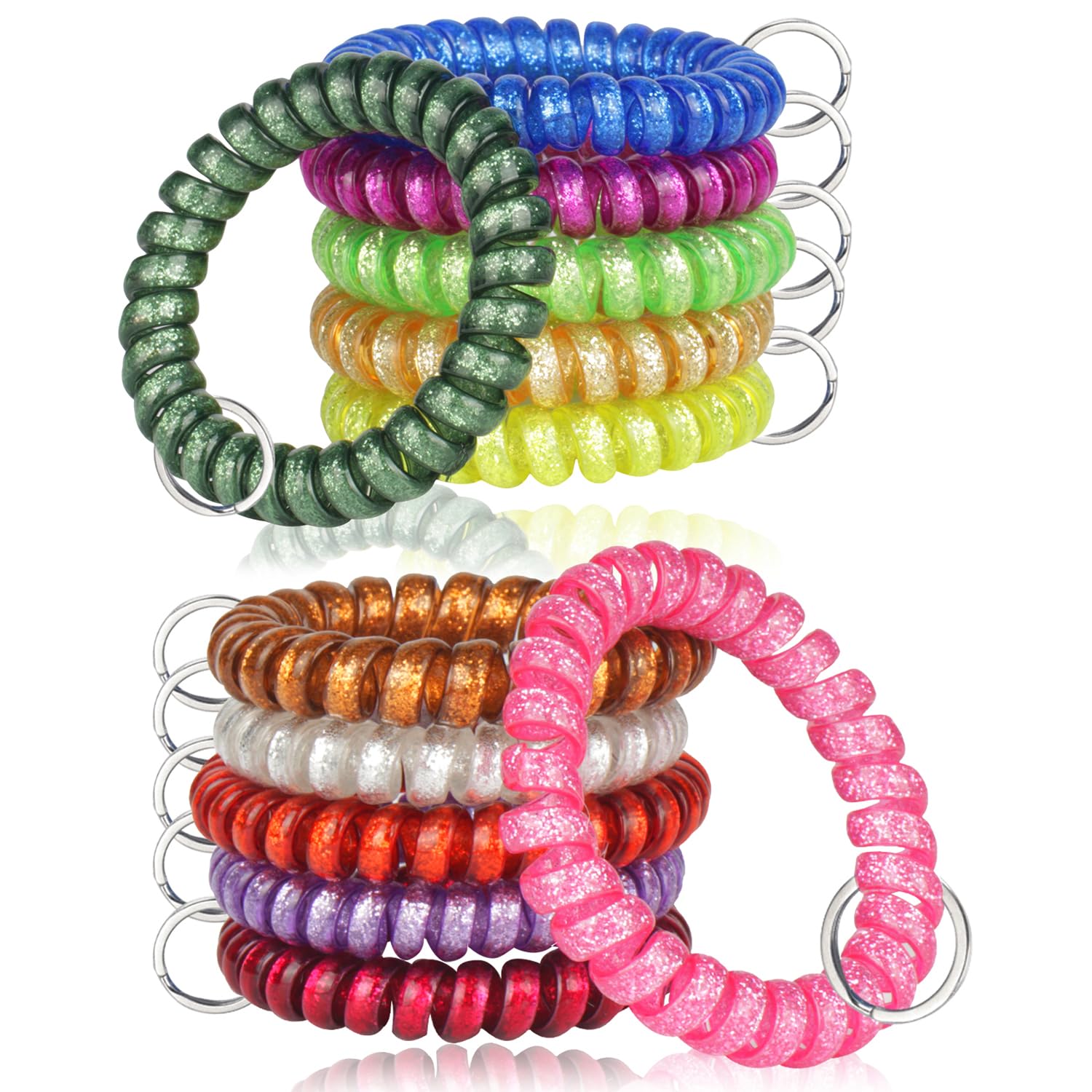 Photo 1 of XXUOD 12 Colors Spring Wrist Coil Keychain coil bracelets keychain for Sauna Gym Pool ID Badge and Outdoor Sports