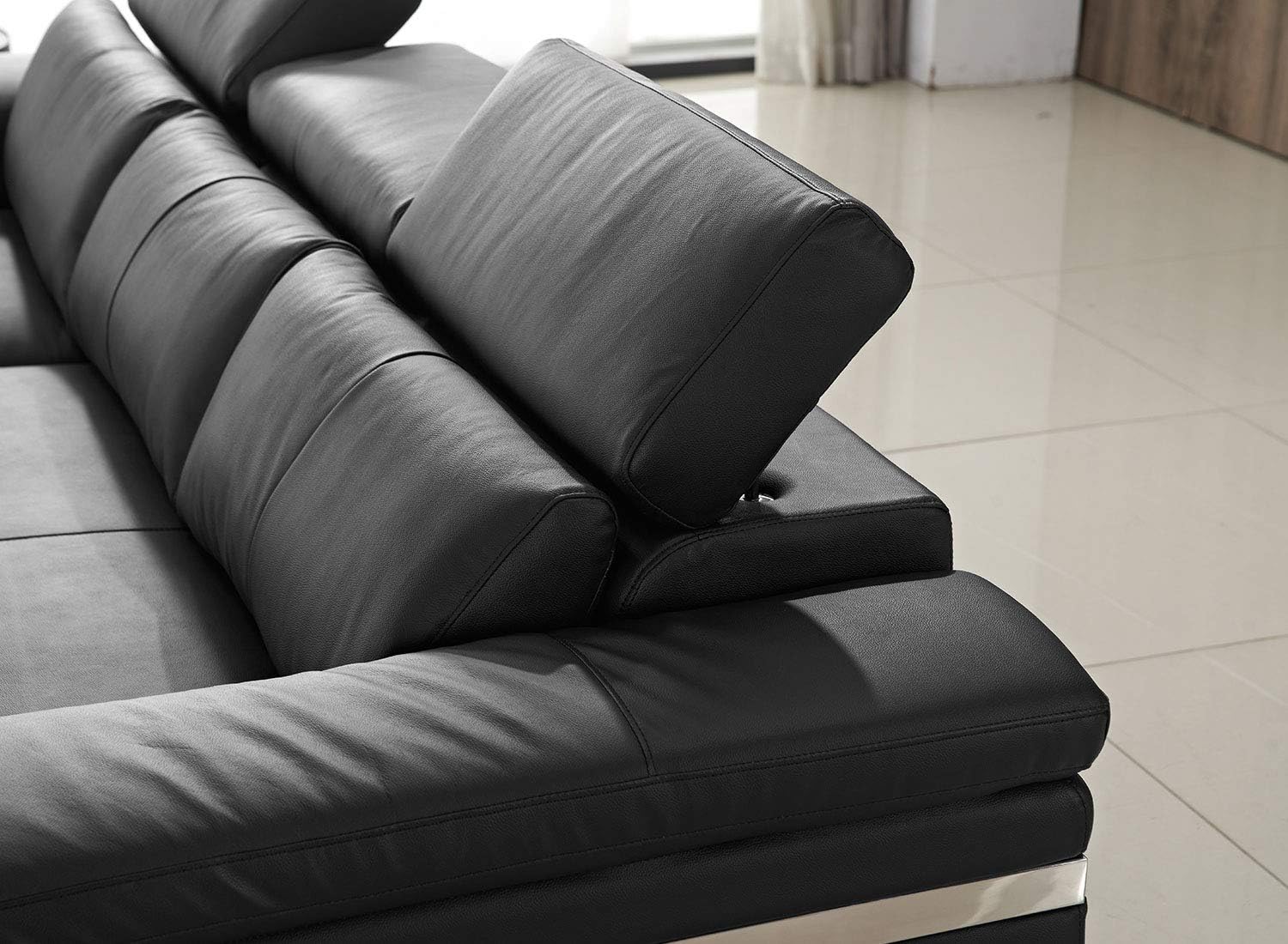 FUNRELAX Black Corner Sectional Sofas Set Leather Pull-Out Futon Couch Sofa Sleeper Bed with Storage Chaise L Shaped Living Room Furniture Set for Small Space,Modern Furniture,Left Facing: Kitchen & Dining