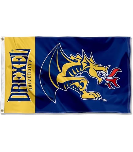 Drexel Dragons 2x3 Foot Flag - College Team Banner, Double Sided Polyester With Grommets - View #5