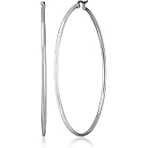 Amazon Essentials Stainless Steel Rounded Tube Hoop Earrings (50mm), (previously Amazon Collection)