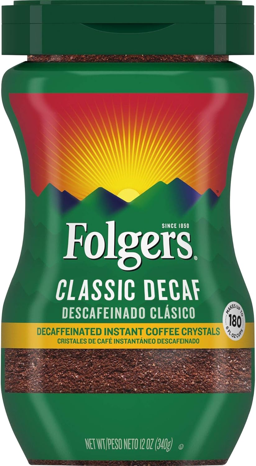 Folgers Classic Decaf Instant Coffee, 12 Ounce (Pack of 12) Amazon.ca