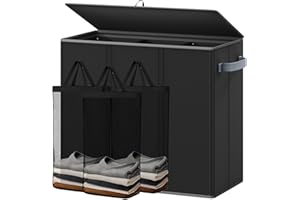 Optish 180L Laundry Hamper 3 Section, Large Laundry Hamper with Lid, Dirty Clothes Hampers with Handles, Laundry Basket Organizer for Laundry, Bedroom, Bathroom, Laundry Sorter Baskets, Black