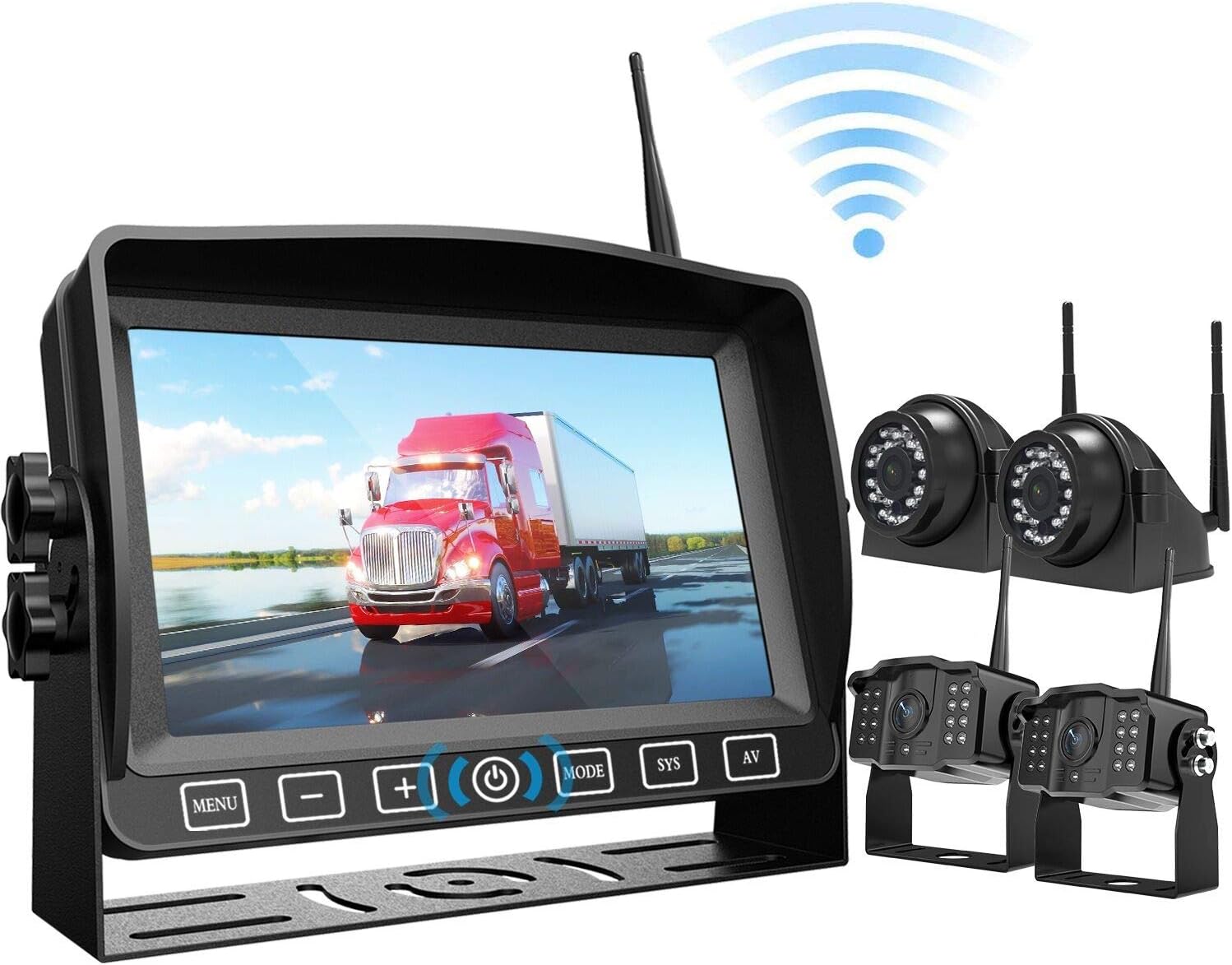 Wireless Backup Camera Kit 7” Monitor W/Upgraded Recorder Backing Up for RV Trailer Truck Camper Bus, Digital HD 1080P Waterproof Front Rear Side View Camera Extra Stable Signal DVR System Xroose TW4