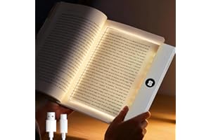 Flat Book Light, Dual-Use Reading Light & Night Light for Bedside Rechargeable LED Full-Page Light with 3 Colors & Timer for 
