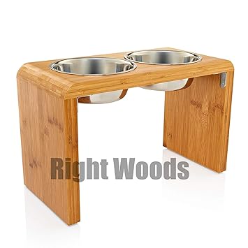 Right Woods Raised Pet Bowls For Dog Wooden Elevated Dog Bowl Pet