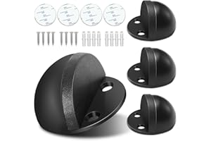 4 Pack Door Stops Self Adhesive Floor Door Stopper Black No Drill Doorstop Rubber Bumper Door Stoppers for Bottom of Door